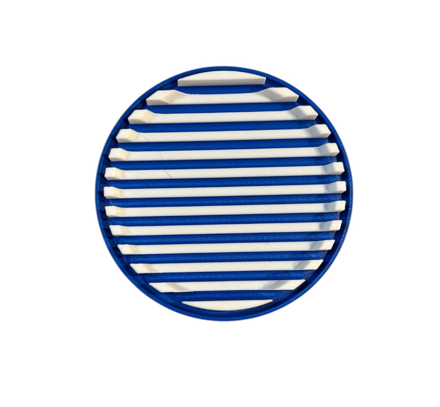 4-1/4" Diameter Ridge Coasters - White over Blue