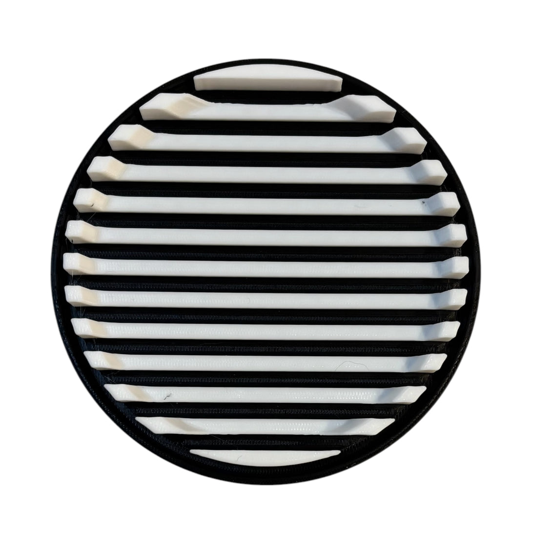 4-1/4" Diameter Ridge Coasters - White over Black