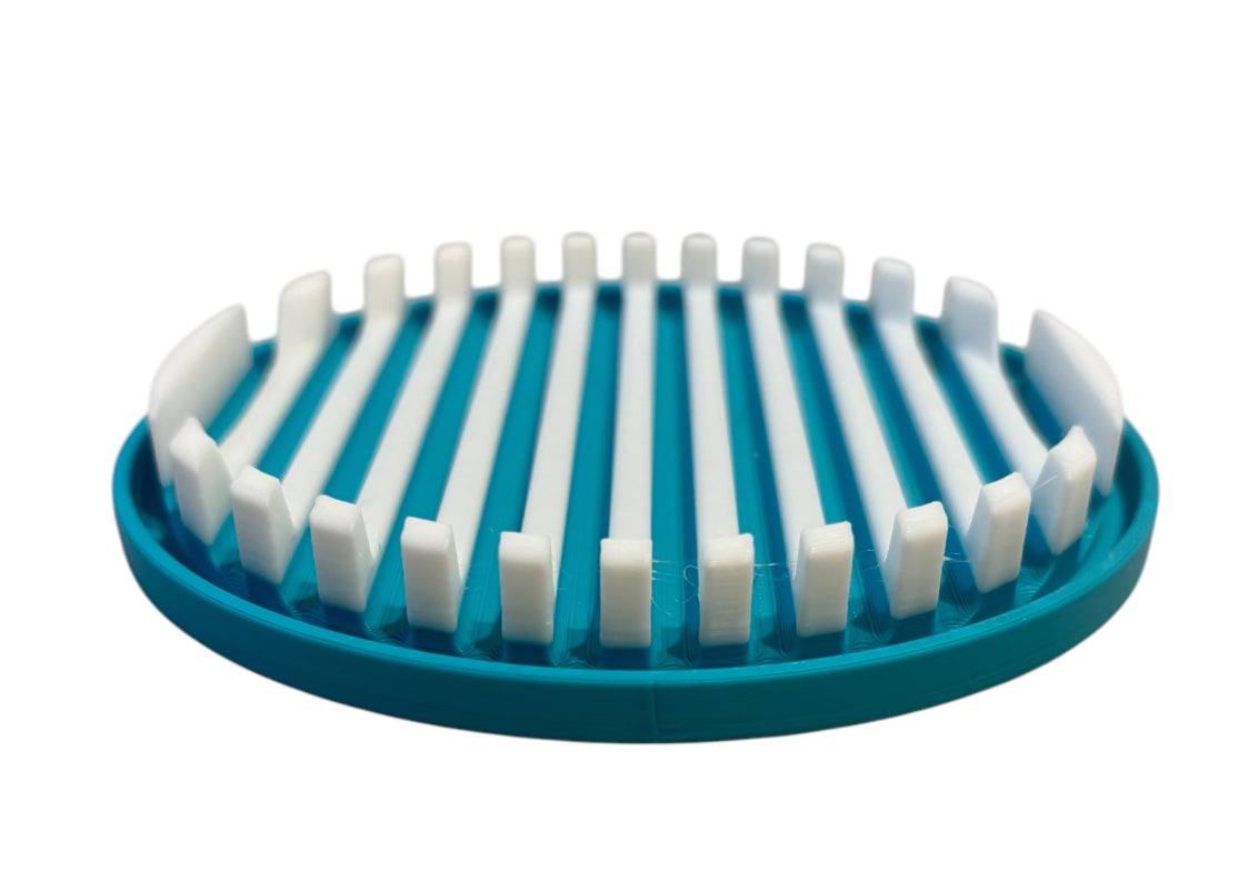 4-1/4" Diameter Ridge Coasters - White over Turquoise