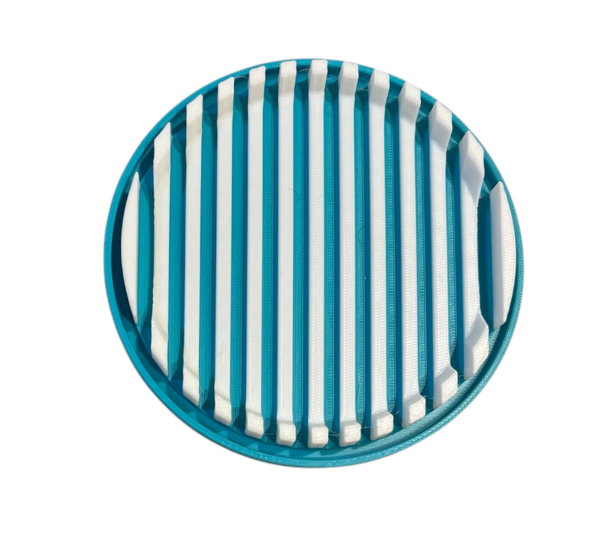 4-1/4" Diameter Ridge Coasters - White over Turquoise