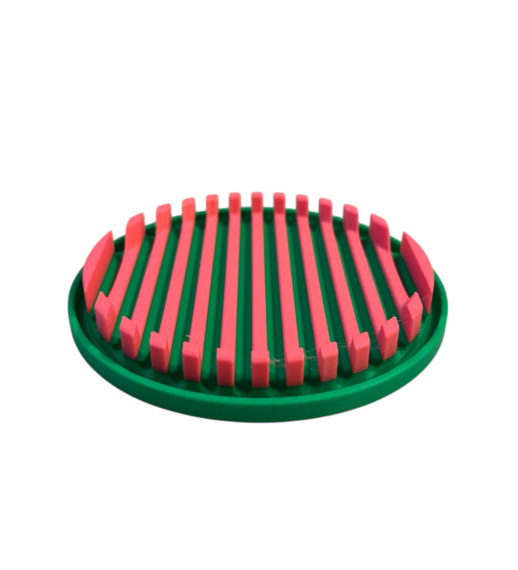 4-1/4" Diameter Ridge Coasters - Pink over Green