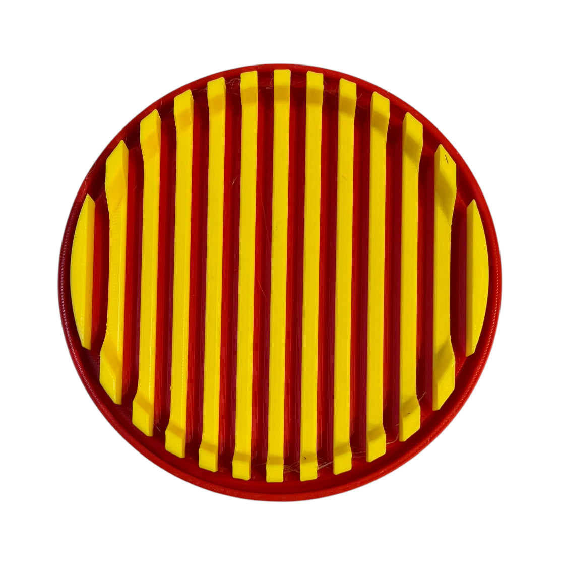 4-1/4" Diameter Ridge Coasters - Yellow over Red