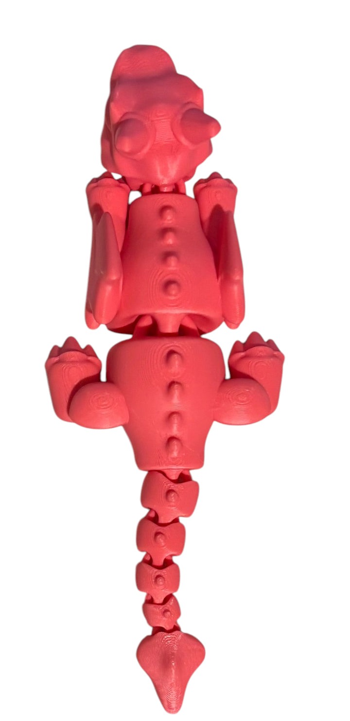 3D printed Lazy Dragon - 8-1/4" - Pink