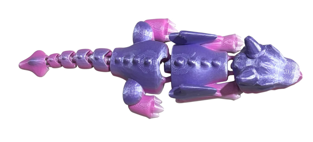 3D printed Lazy Dragon - 8-1/4" - Rainbow 03
