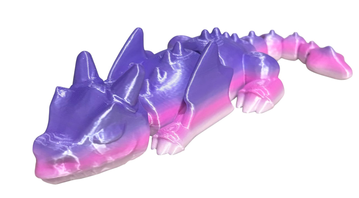 3D printed Lazy Dragon - 8-1/4" - Rainbow 03