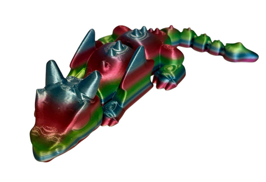 3D printed Lazy Dragon - 8-1/4" - Rainbow