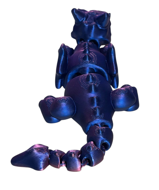 3D printed Lazy Dragon - 8-1/4" - Red / Blue
