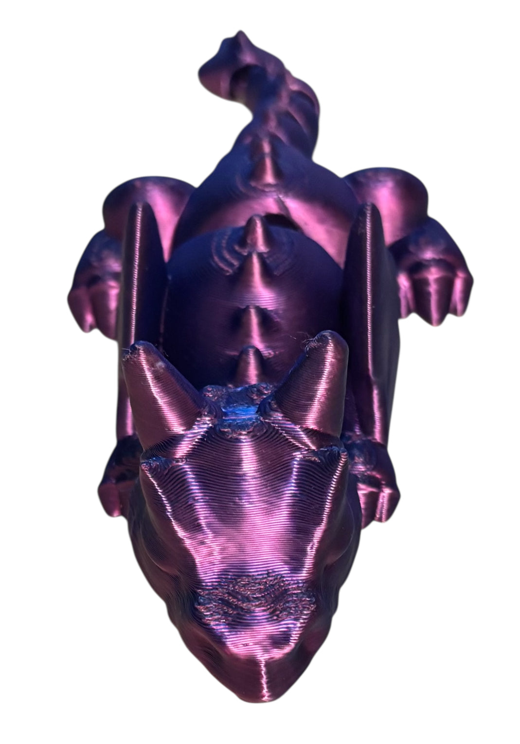3D printed Lazy Dragon - 8-1/4" - Red / Blue
