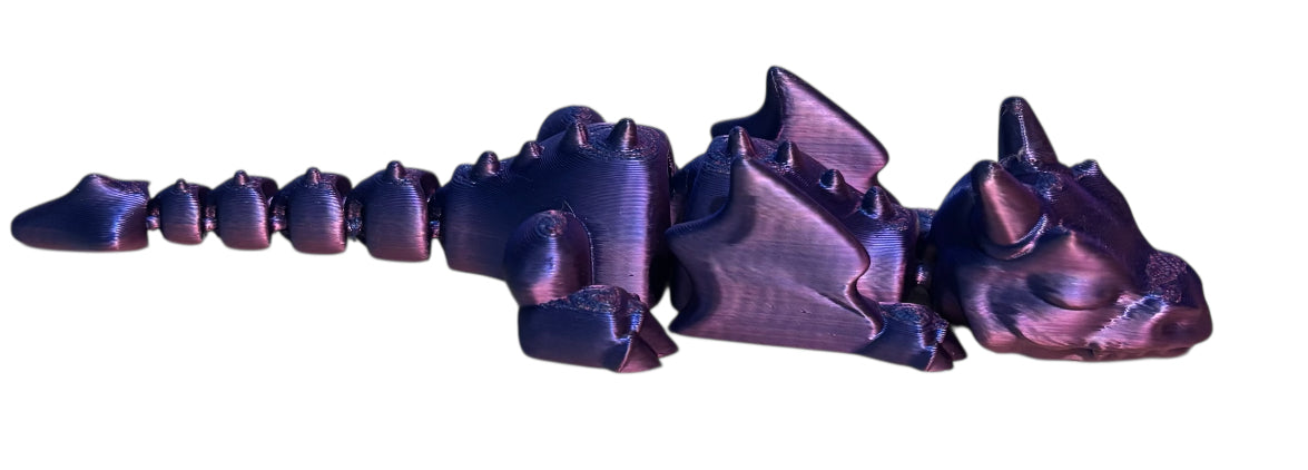 3D printed Lazy Dragon - 8-1/4" - Red / Blue