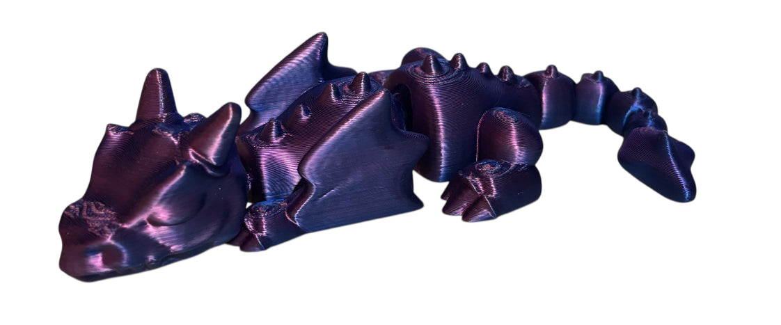 3D printed Lazy Dragon - 8-1/4" - Red / Blue