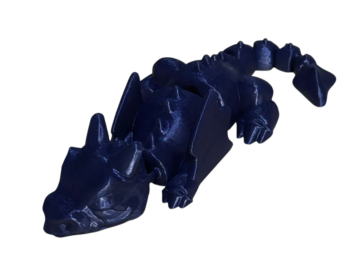 3D printed Lazy Dragon - 8-1/4" - Navy