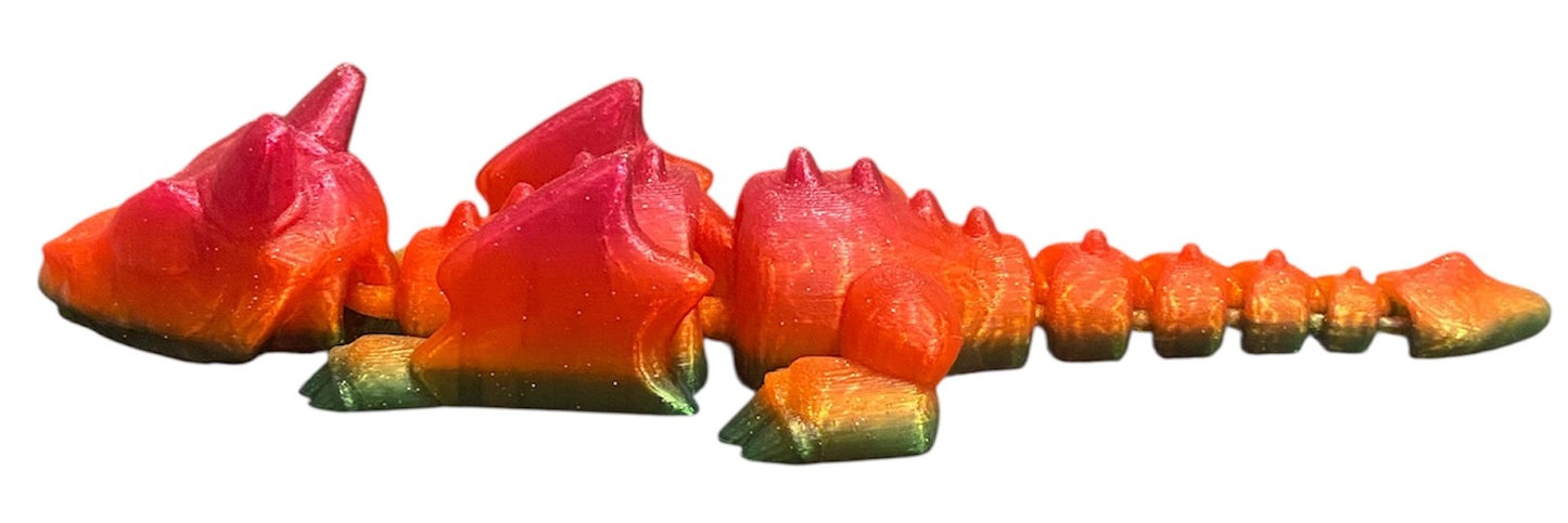 3D printed 4" Lazy Dragon Chromatic Glitter