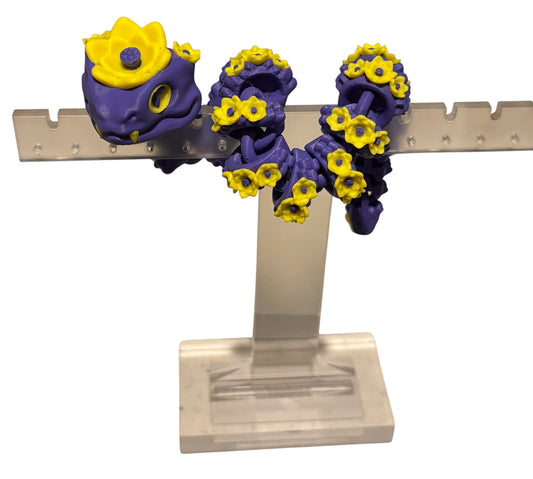 3D printed Lotus Serpent - 8-1/2" - Purple / Yellow