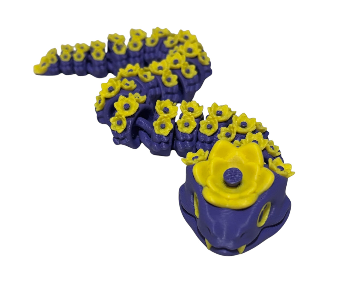 3D printed Lotus Serpent - 8-1/2" - Purple / Yellow