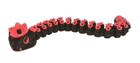 3D printed Lotus Serpent - 8-1/2" - Black / Pink