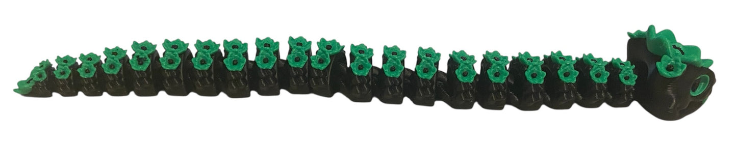3D printed Lotus Serpent - 8-1/2" - Black / Green