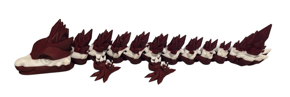 Articulated Baby Crystal Dragon - 11" - Maroon / White