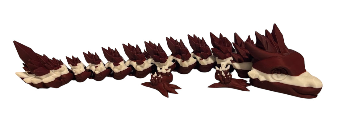 Articulated Baby Crystal Dragon - 11" - Maroon / White