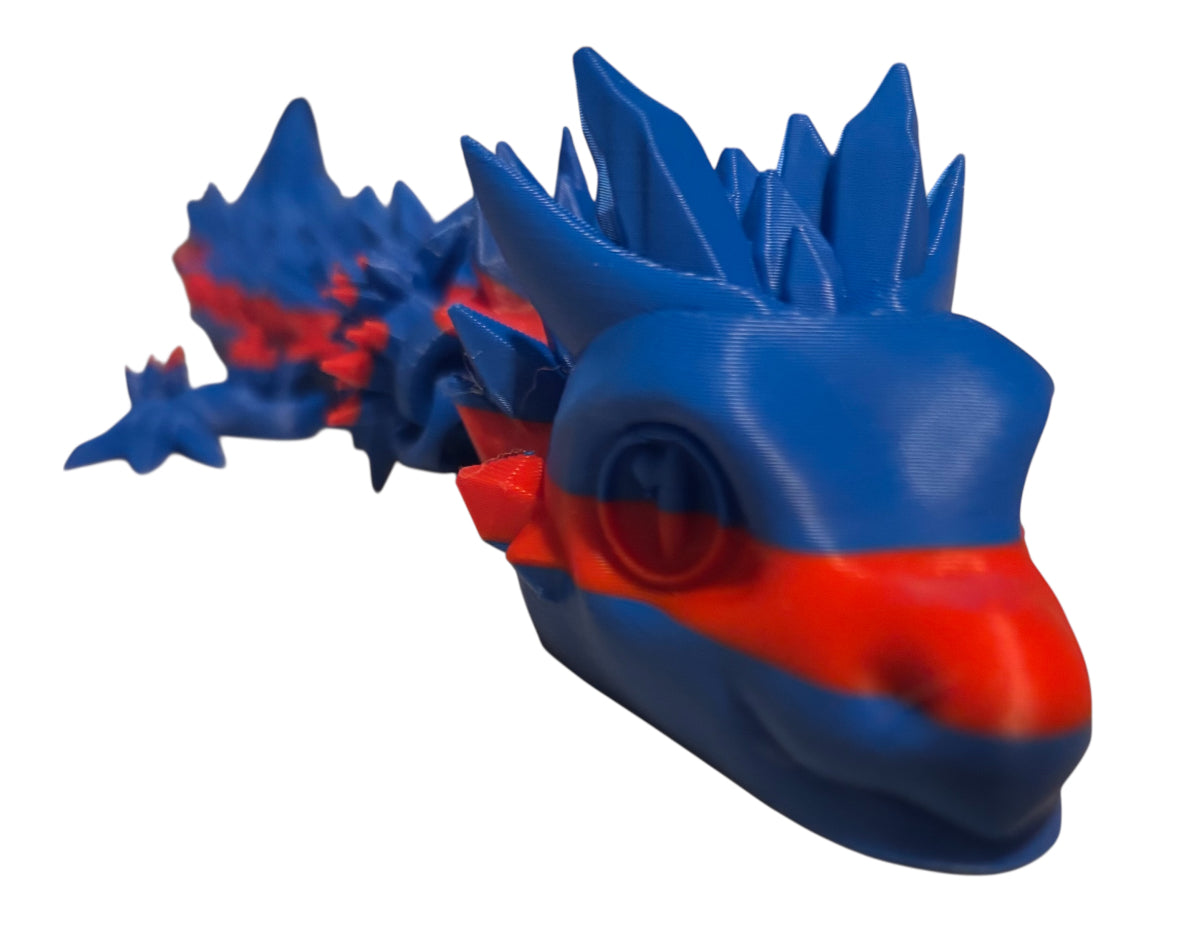 Articulated Baby Crystal Dragon - 11" - Red / Blue