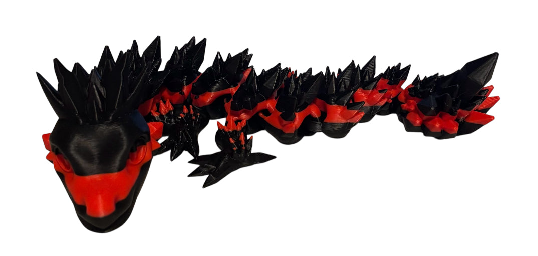 Articulated Baby Crystal Dragon - 11" - Black / Red