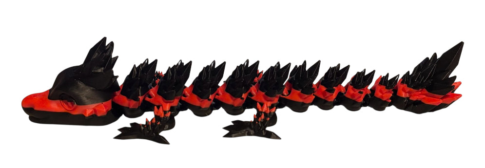 Articulated Baby Crystal Dragon - 11" - Black / Red