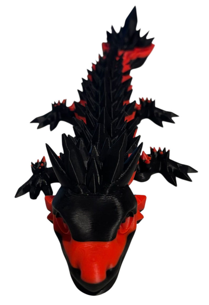 Articulated Baby Crystal Dragon - 11" - Black / Red