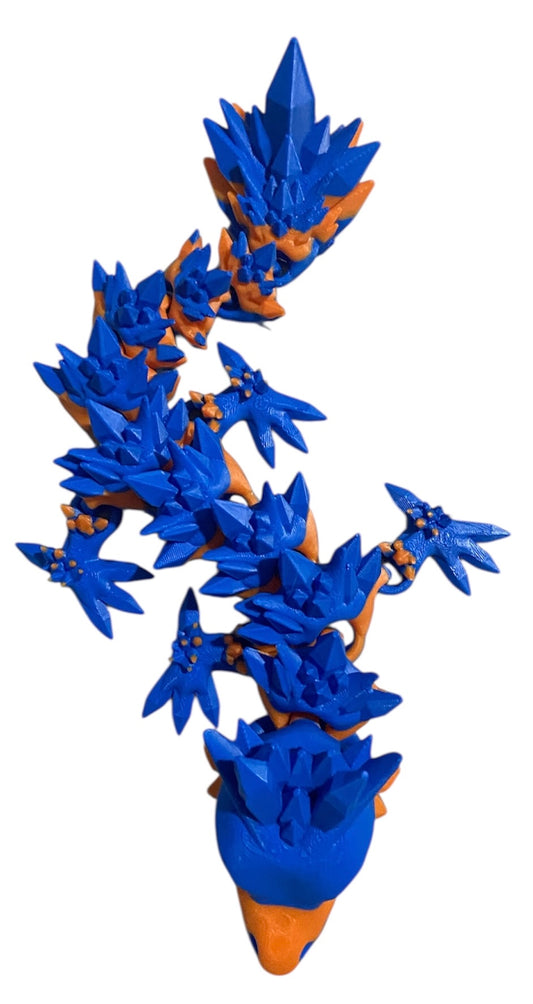 Articulated Baby Crystal Dragon - 11" - Blue / Orange
