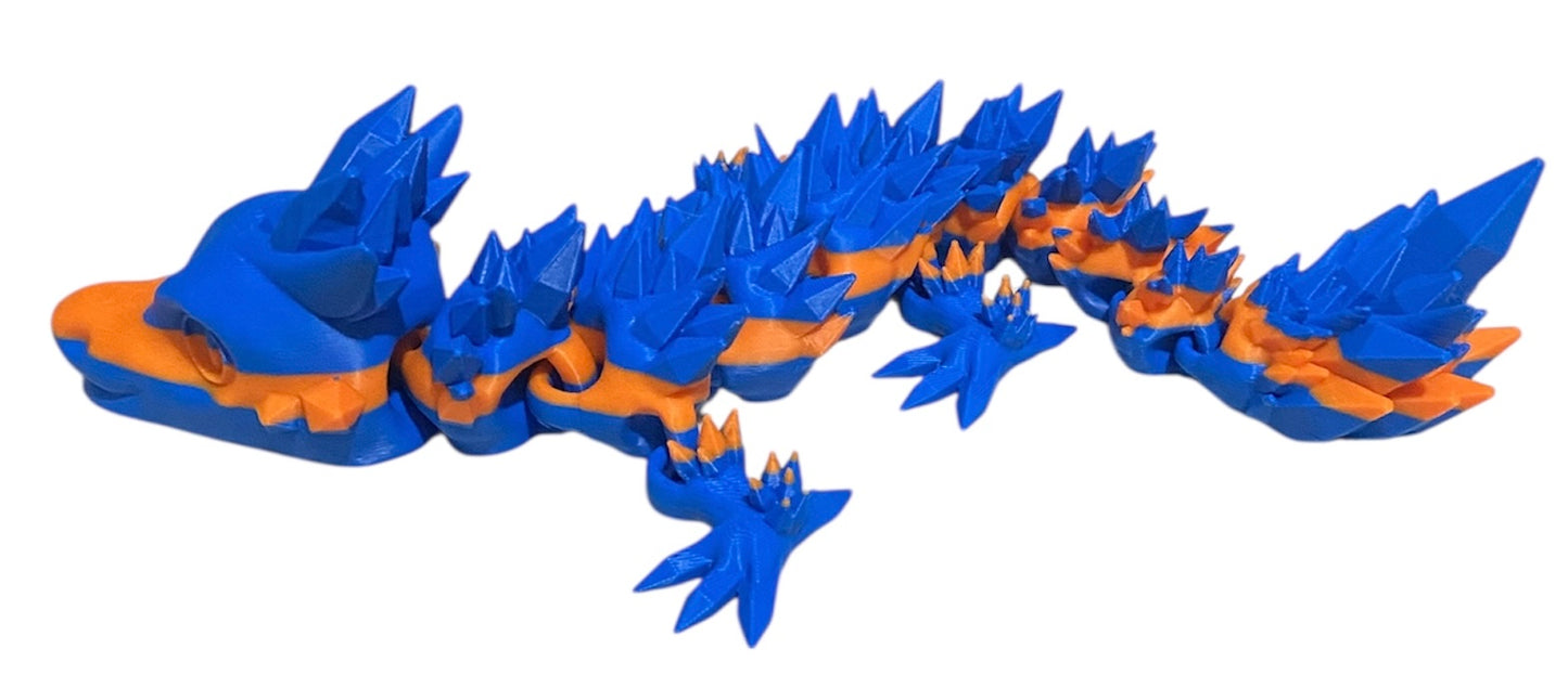 Articulated Baby Crystal Dragon - 11" - Blue / Orange