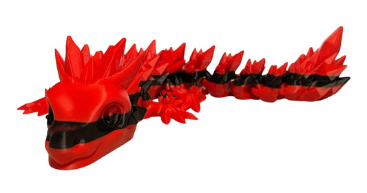 Articulated Baby Crystal Dragon - 11" - Black / Red