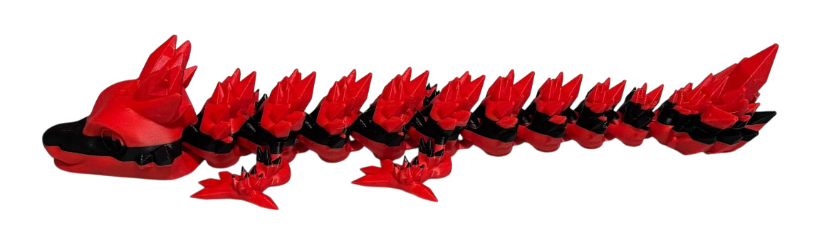 Articulated Baby Crystal Dragon - 11" - Black / Red