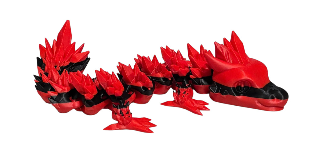 Articulated Baby Crystal Dragon - 11" - Black / Red