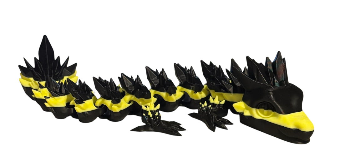 Articulated Baby Crystal Dragon - 11" - Black / Yellow