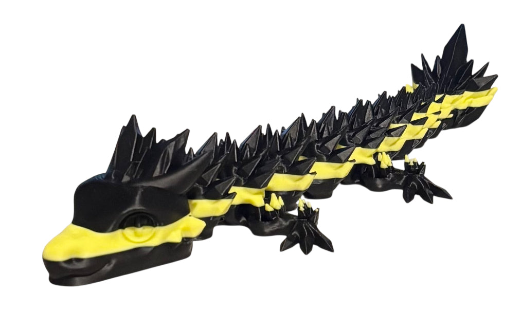 Articulated Baby Crystal Dragon - 11" - Black / Yellow