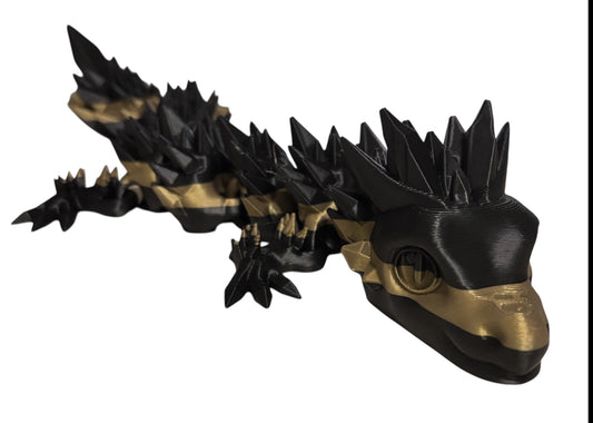 Articulated Baby Crystal Dragon - 11" - Black / Bronze