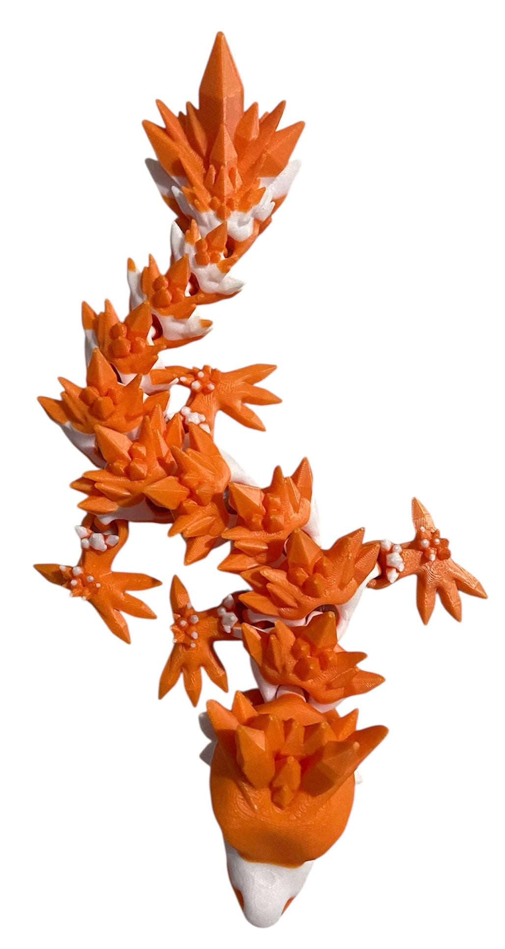 Articulated Baby Crystal Dragon - 11" - Orange / White