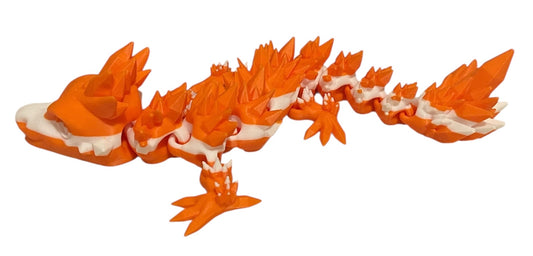 Articulated Baby Crystal Dragon - 11" - Orange / White