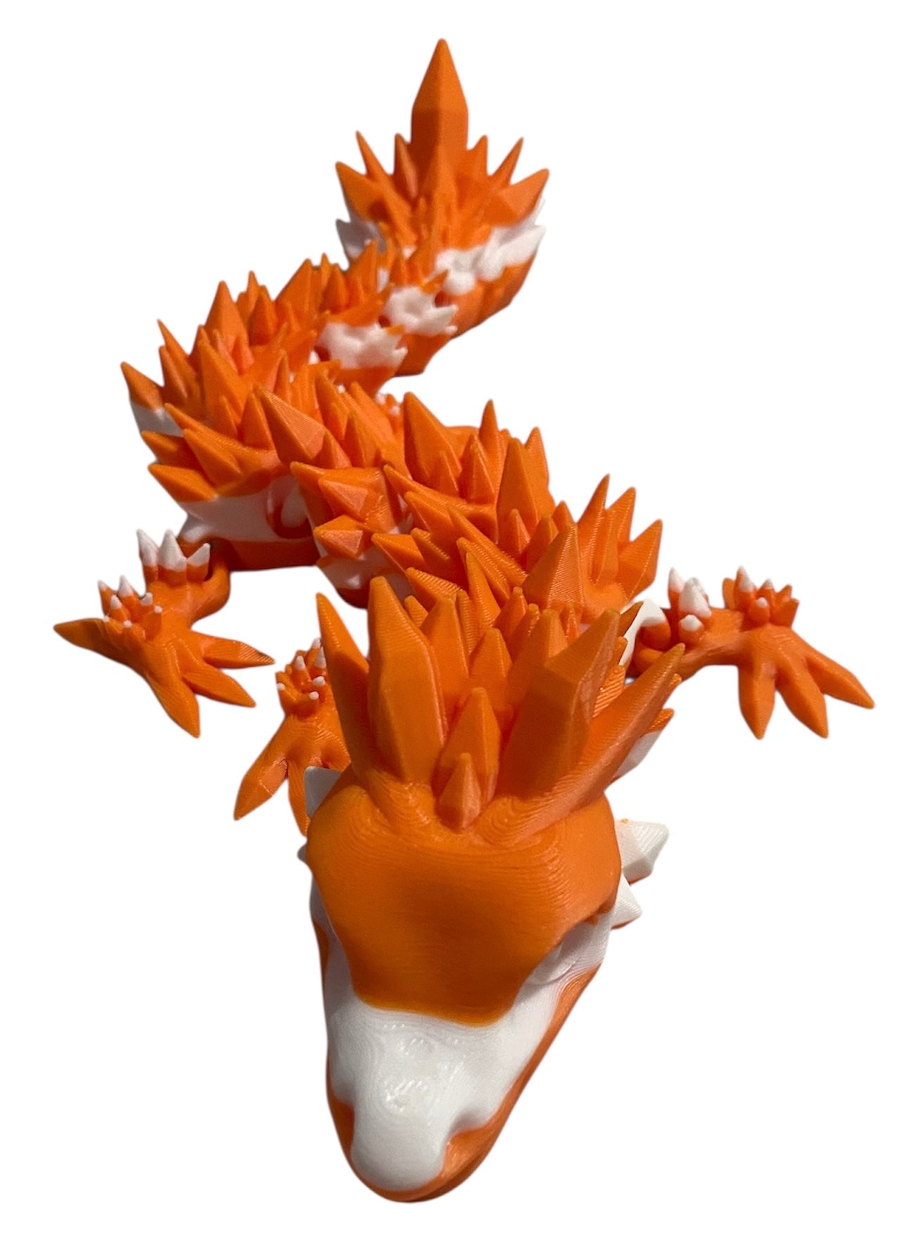 Articulated Baby Crystal Dragon - 11" - Orange / White