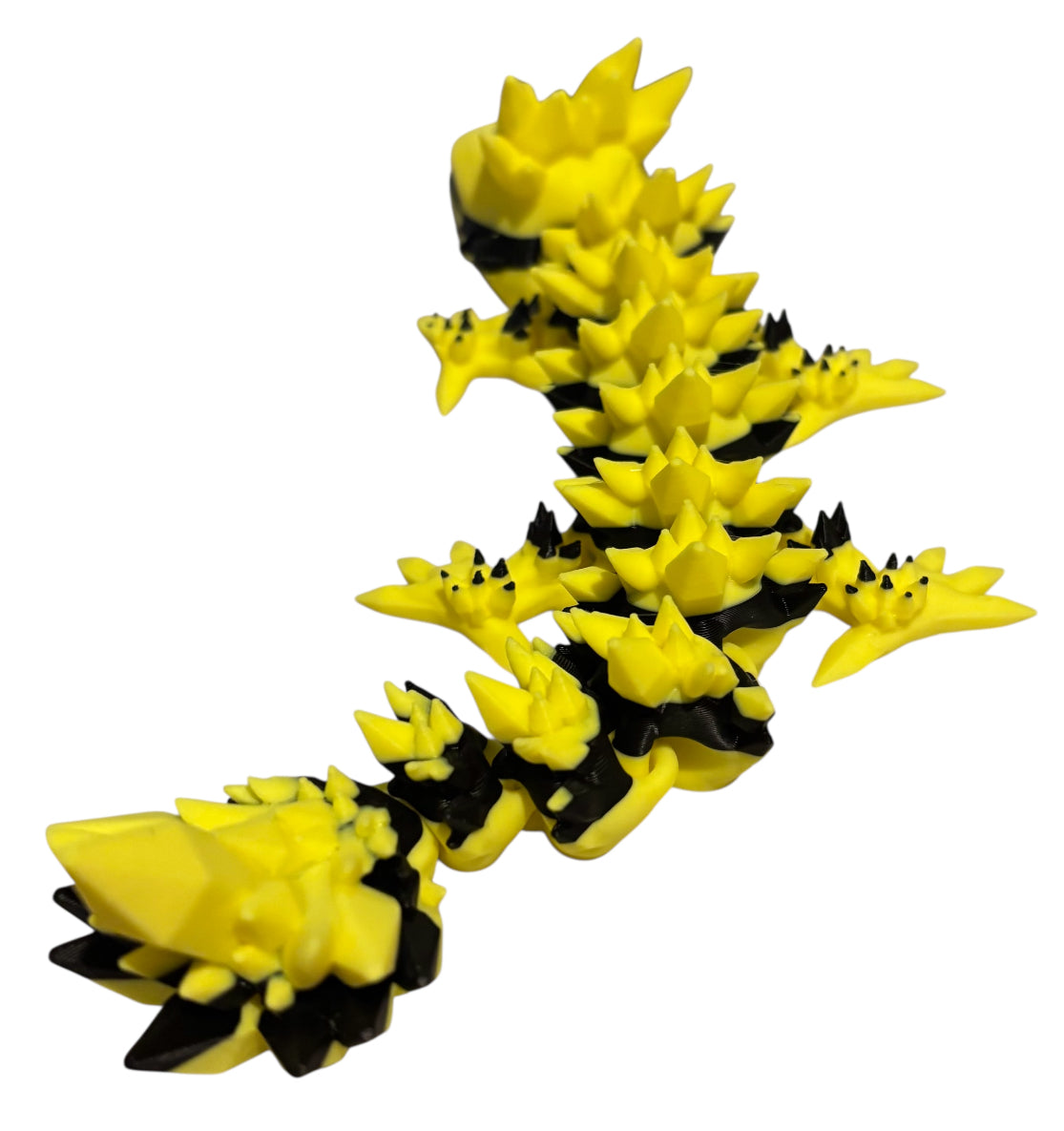 Articulated Baby Crystal Dragon - 11" - Yellow / Black
