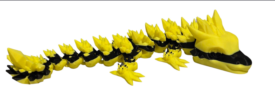 Articulated Baby Crystal Dragon - 11" - Yellow / Black