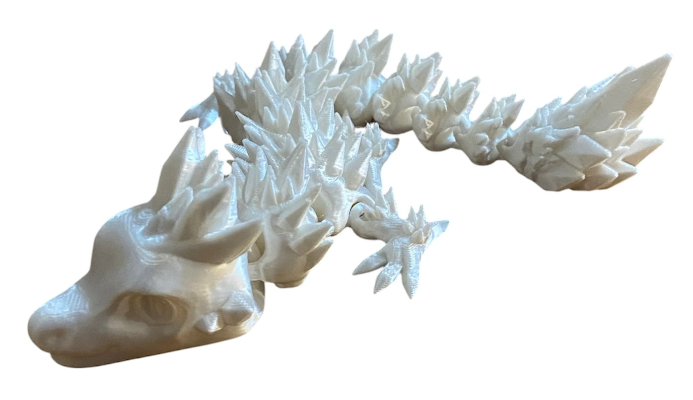 Articulated Baby Crystal Dragon - 8" - White Silk