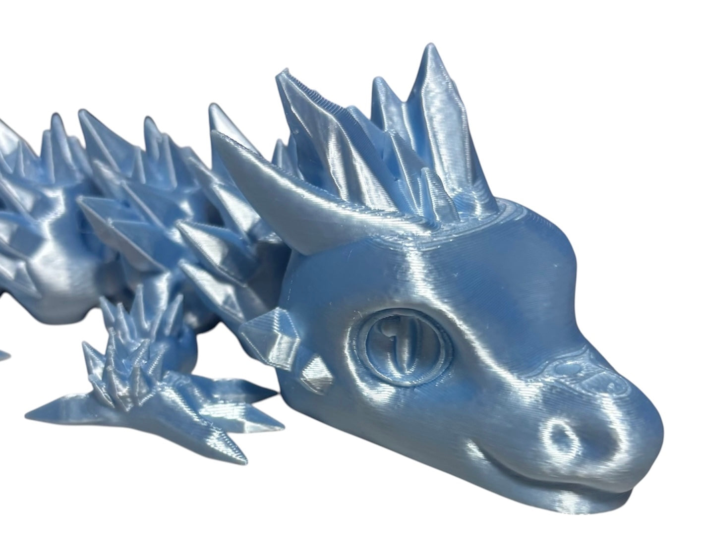 Articulated Baby Crystal Dragon - 11" - Baby Blue Silk
