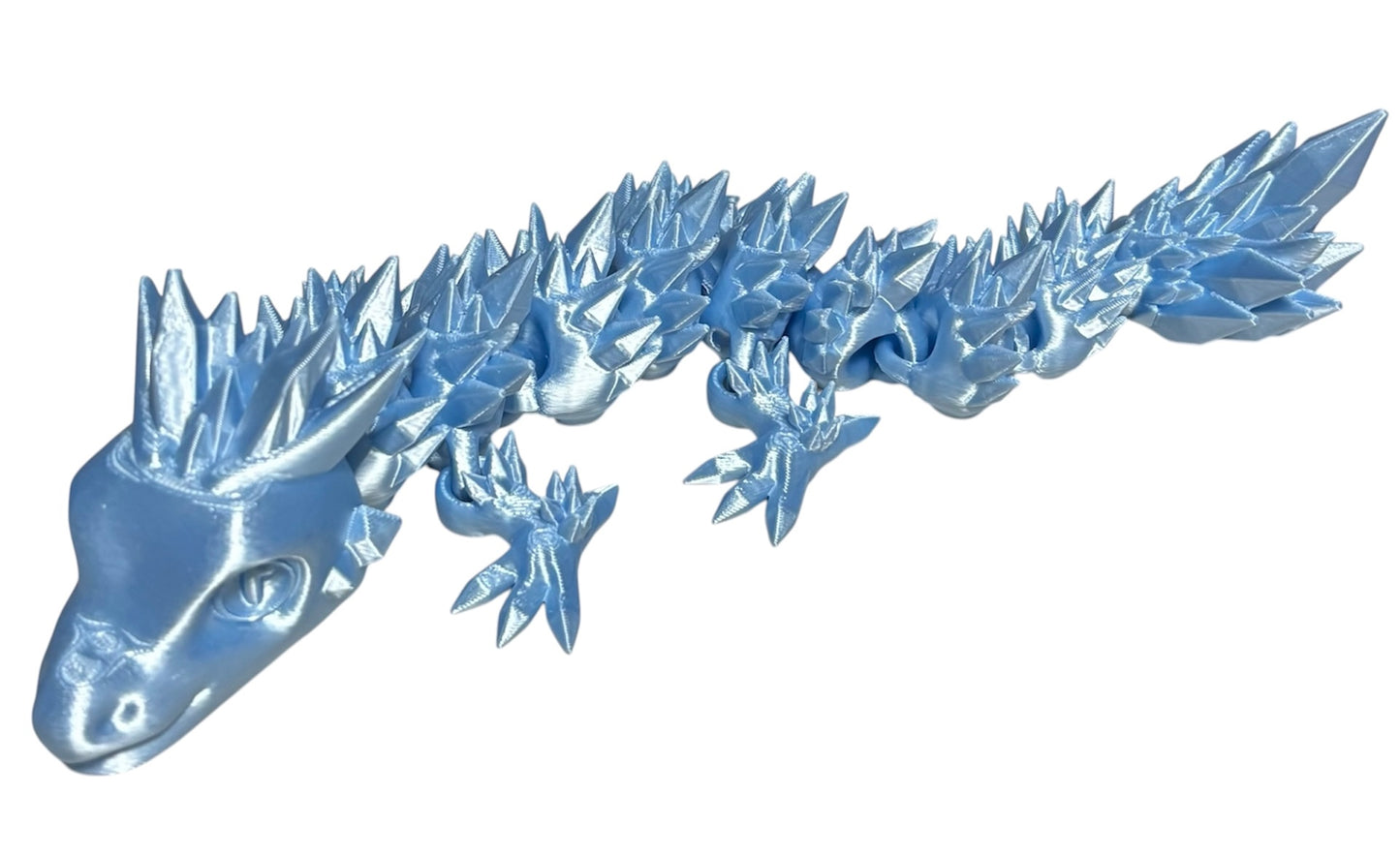 Articulated Baby Crystal Dragon - 11" - Baby Blue Silk