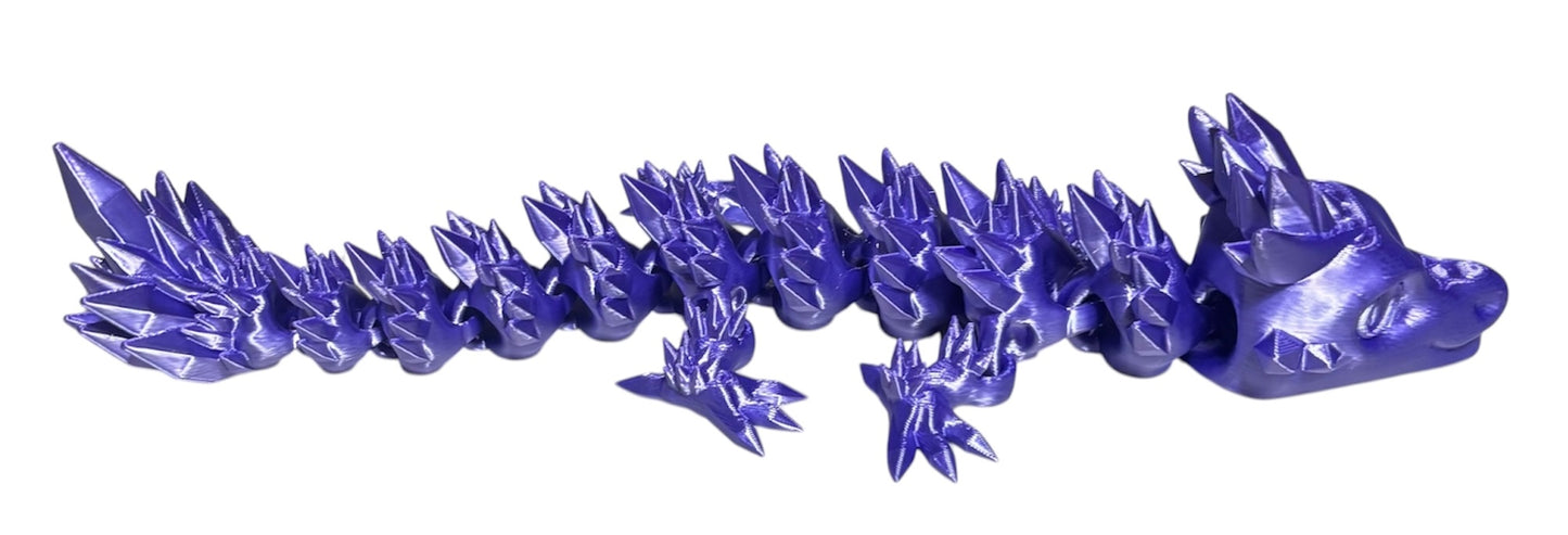 Articulated Baby Crystal Dragon - 11" - Purple Silk