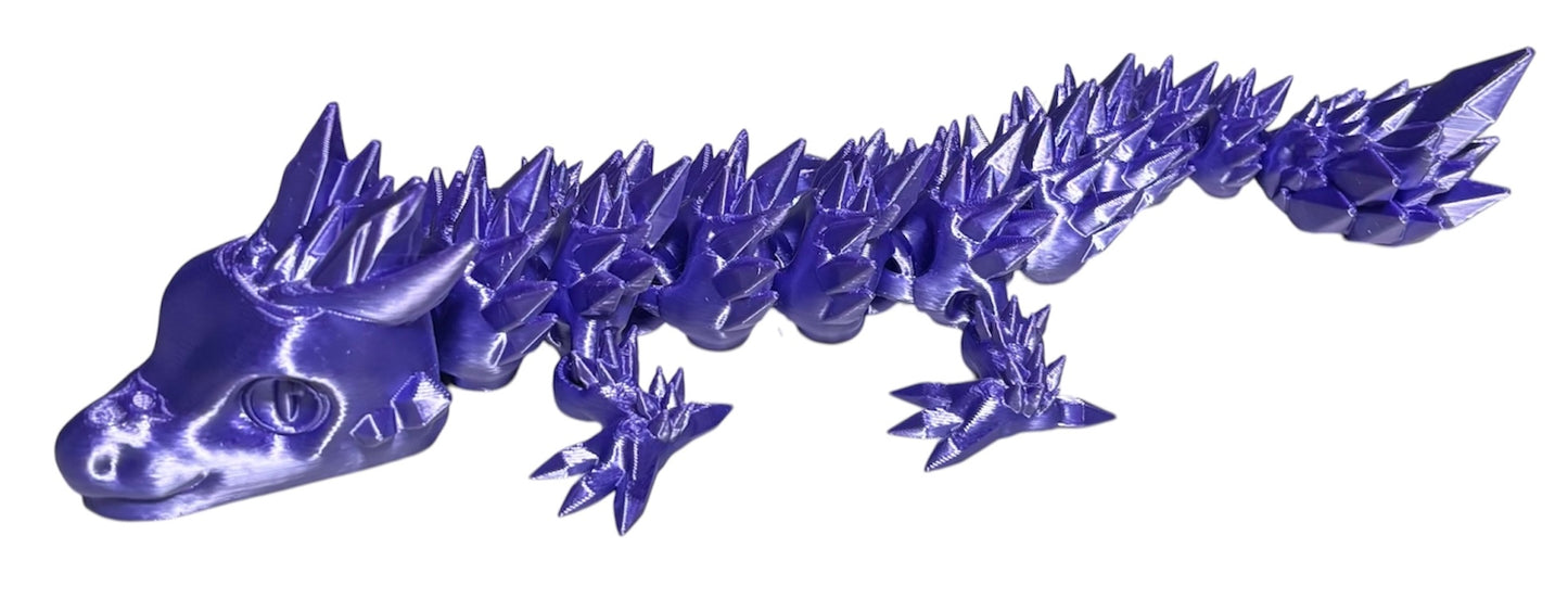 Articulated Baby Crystal Dragon - 11" - Purple Silk