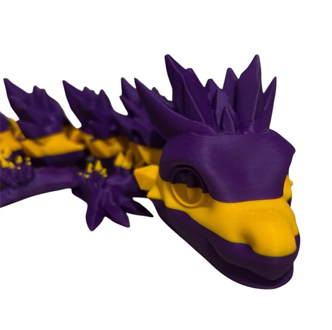 Articulated Baby Crystal Dragon - 11" - Purple / Sunflower Yellow