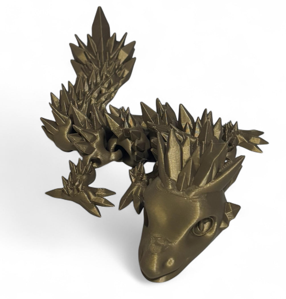 Articulated Baby Crystal Dragon - 8" - Bronze