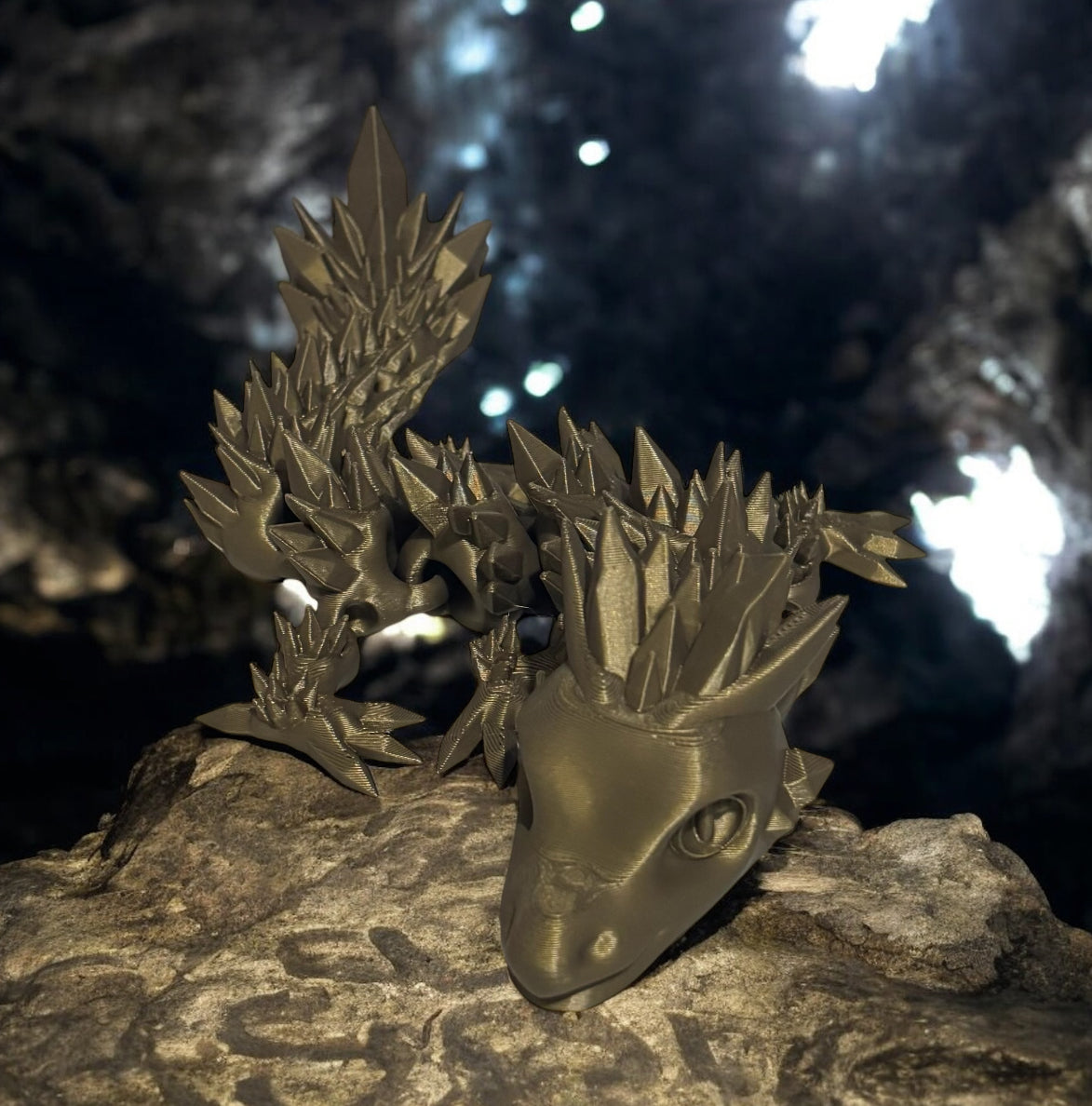 Articulated Baby Crystal Dragon - 11" - Bronze
