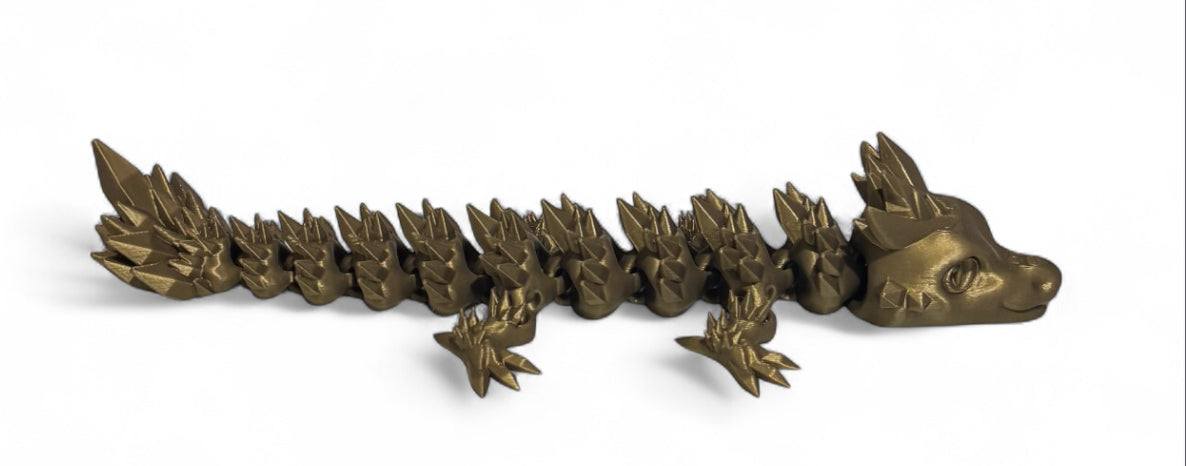 Articulated Baby Crystal Dragon - 8" - Bronze