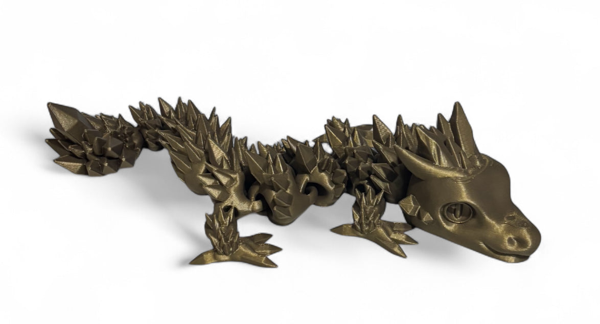 Articulated Baby Crystal Dragon - 8" - Bronze
