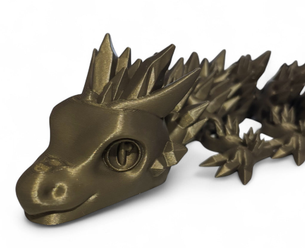 Articulated Baby Crystal Dragon - 8" - Bronze